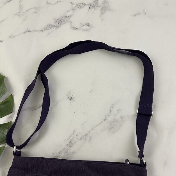 Kipling Lightweight Cross Body Purse Bag Dark Purple Square Pom Pom Charm - Picture 2 of 9